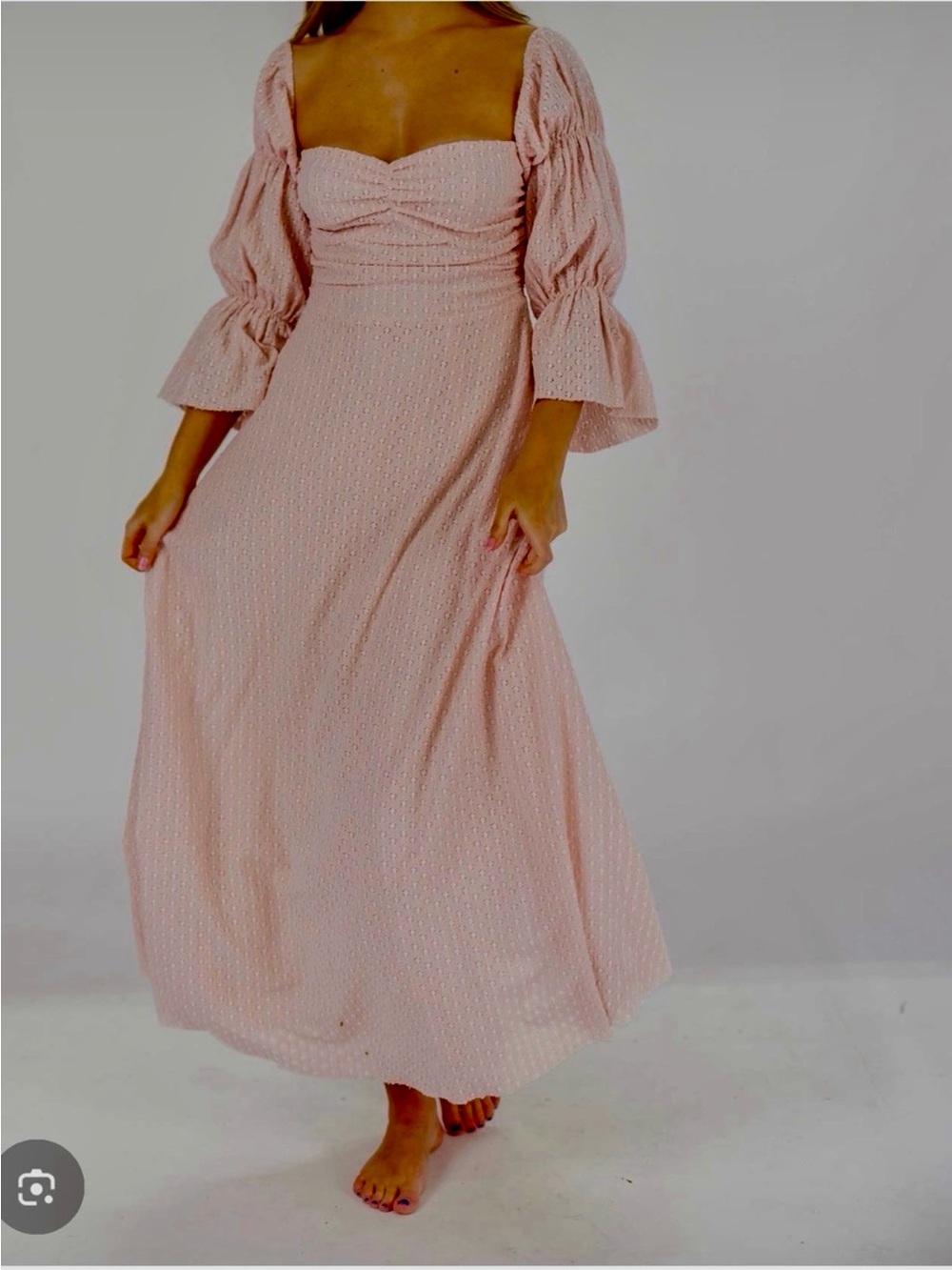 The Worth CollecCorrine Blush Pink Puff Sleeve Maxi Dress - Feminine Square Neck